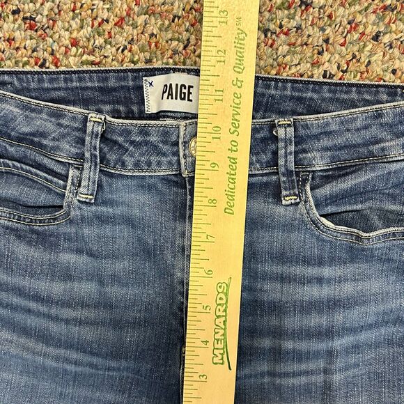 Paige Hoxton Blue Medium Wash Mid Rise Slim Crop Fray Hem Jeans Size 29 - Picture 13 of 15